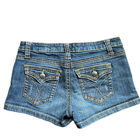 Zipper Denim Jeans Premium Womens Teen Jean Shortie Daisy Duke Shorts Size Large - Picture 2 of 5